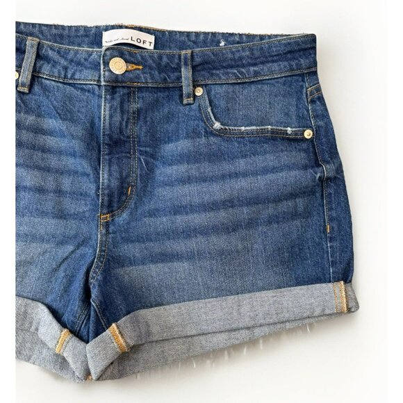 Ann Taylor LOFT The Roll Short Mid Rise Womens 28/6 Blue Denim Medium Wash - Picture 2 of 4